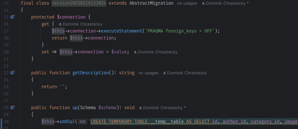 Doctrine and SQLite migrations: How to disable foreign keys in PHP 8.4